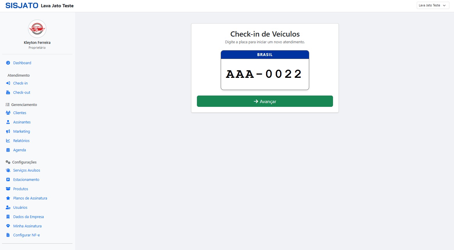Print do Sistema System Car Wash 2