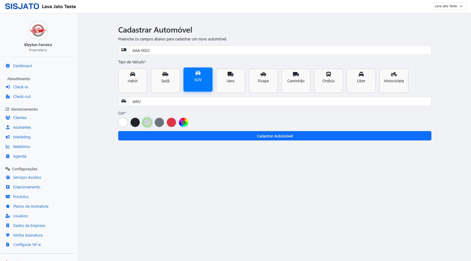 Print do Sistema System Car Wash 3